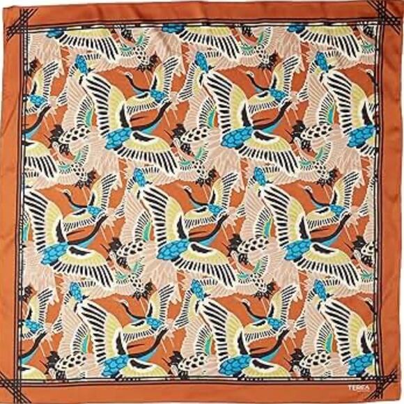 Terea Printed Scarf with Bird Design - Picture 1 of 5
